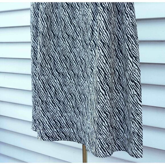 Vintage 90s Leslie Fay Zebra Print Stretch Waist Midi Skirt - Picture 3 of 6